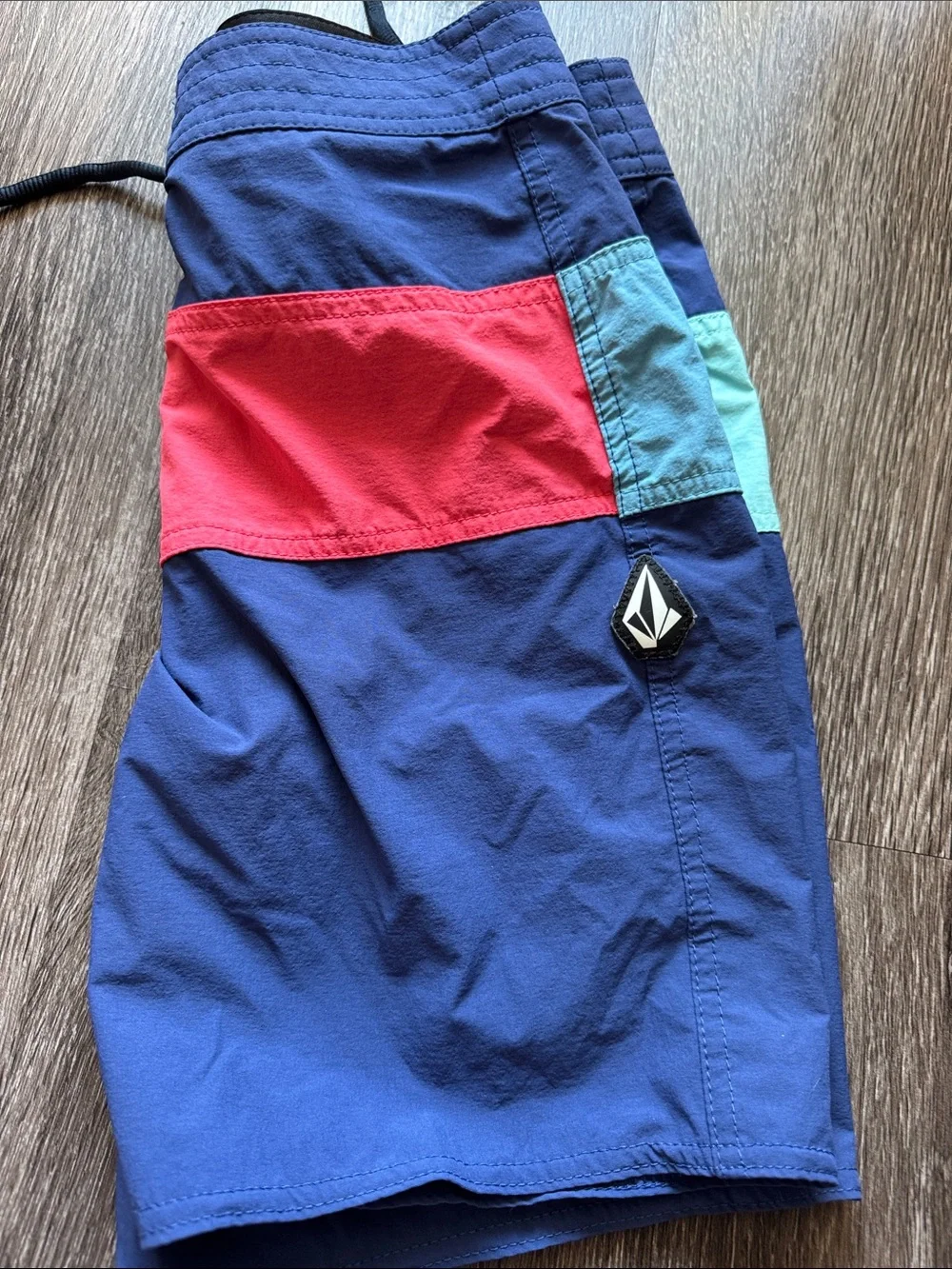 Volcom Boys Blue Swim Hybrids with Red and Light Blue Panels